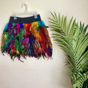 Multi - Colored feather Mini Skirt